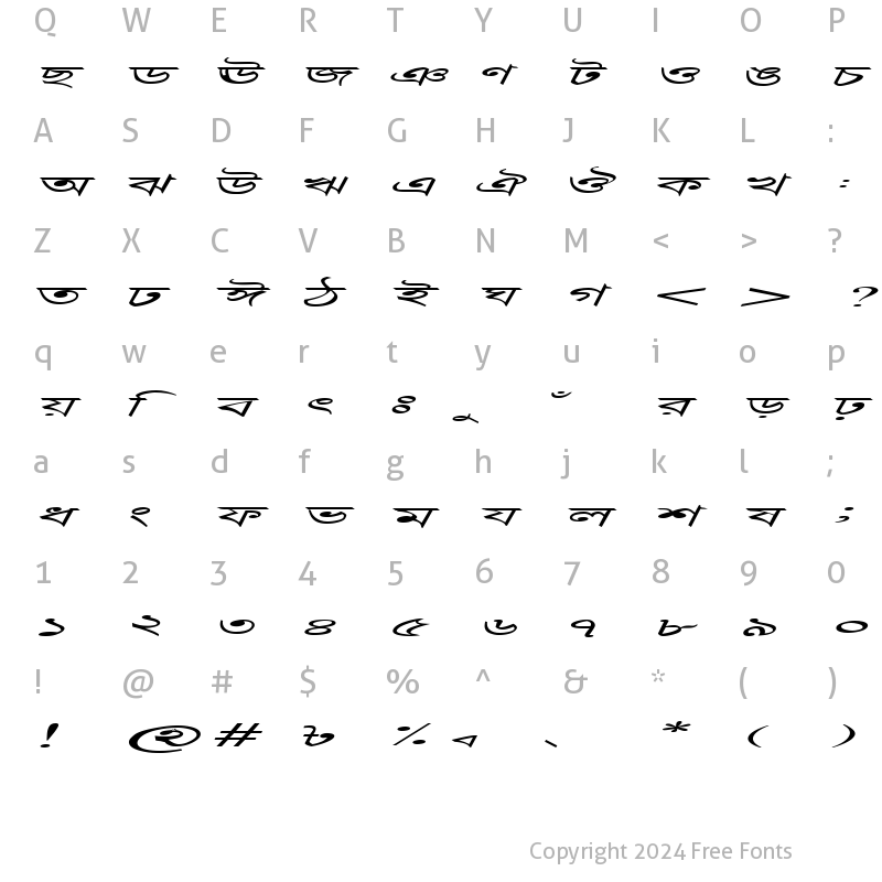 Character Map of DhanshirhiEMJ Italic