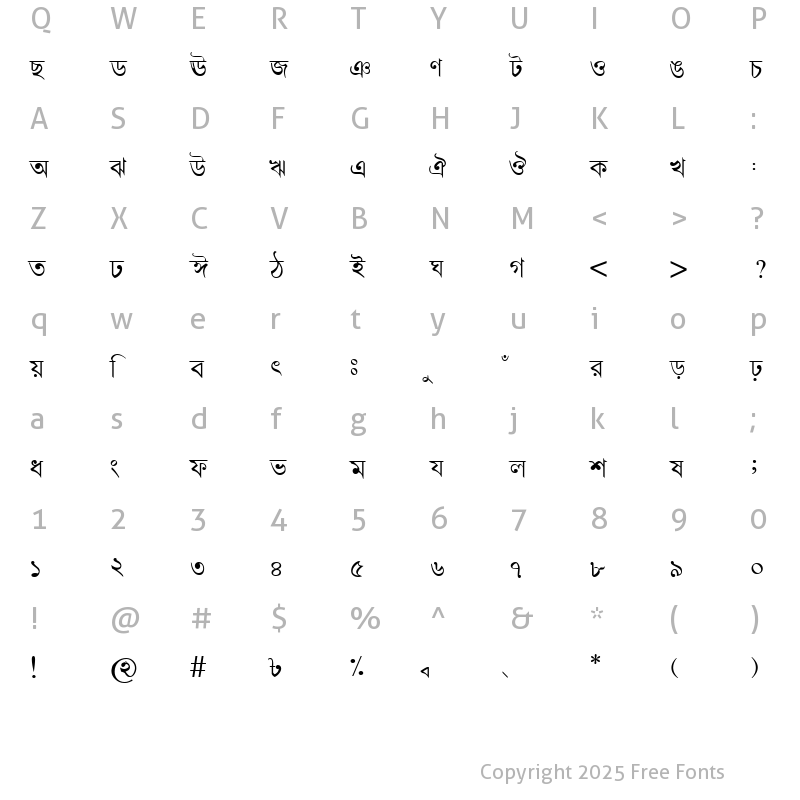 Character Map of DhanshirhiMJ Regular
