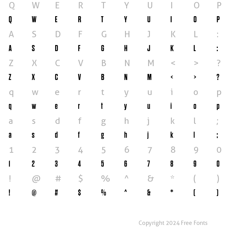 Character Map of Dharma Gothic E Bold