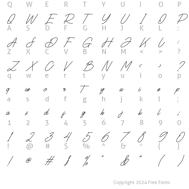 Character Map of Dhestora Regular