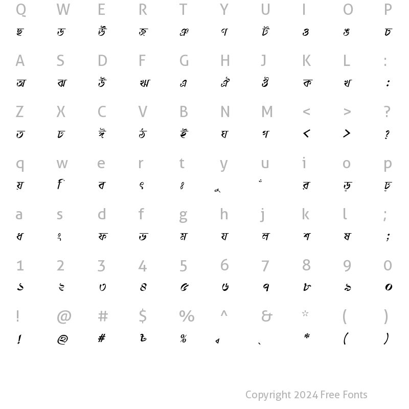 Character Map of DhonooMJ Italic