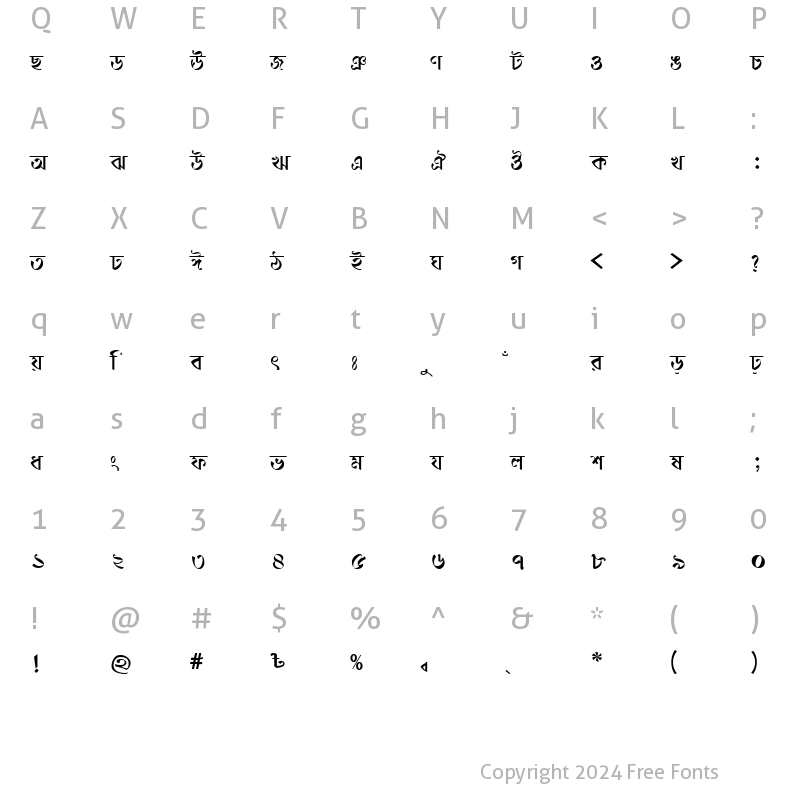 Character Map of DhonooMJ Regular