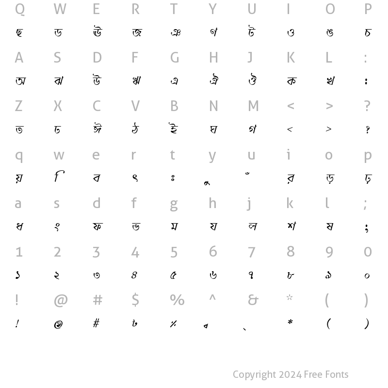 Character Map of DhorolaMJ Italic