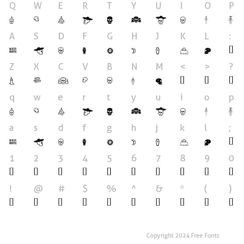 Character Map of Dia De Los Muertos BV Regular