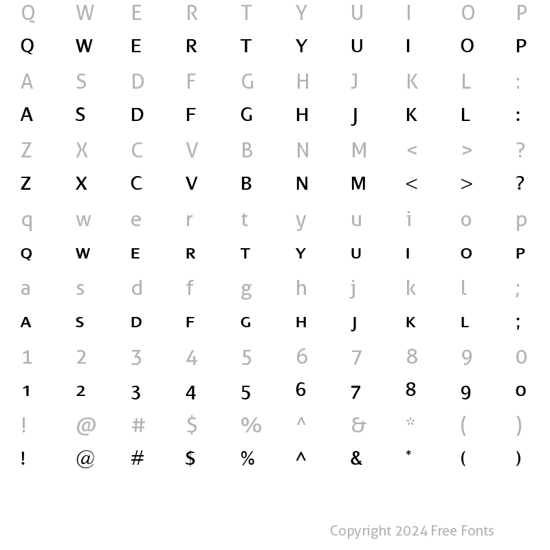 Character Map of Dialog SmallCaps Regular