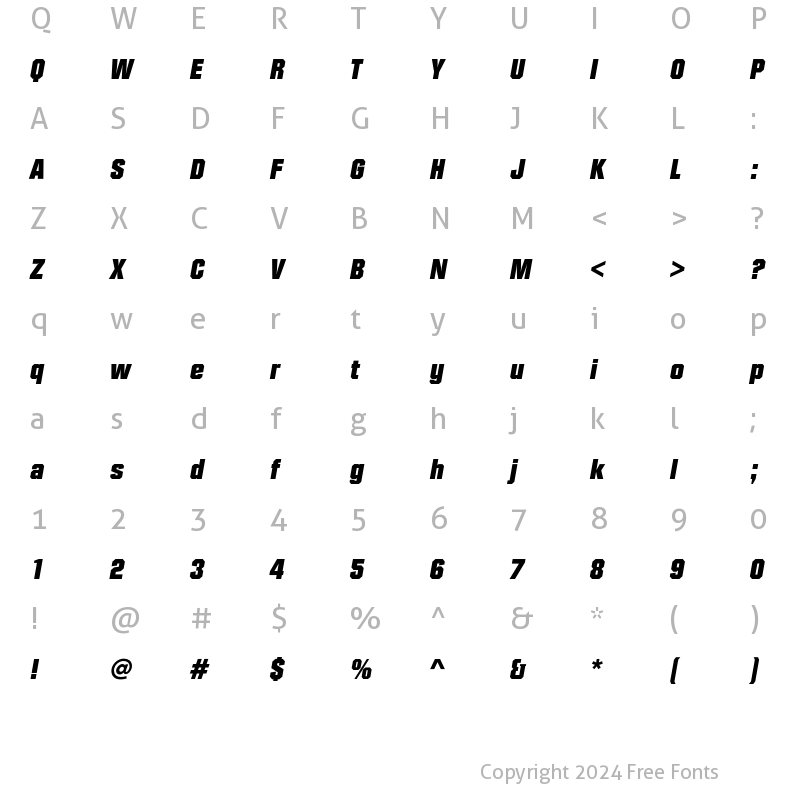 Character Map of DiamanteEF ExtraBold Italic