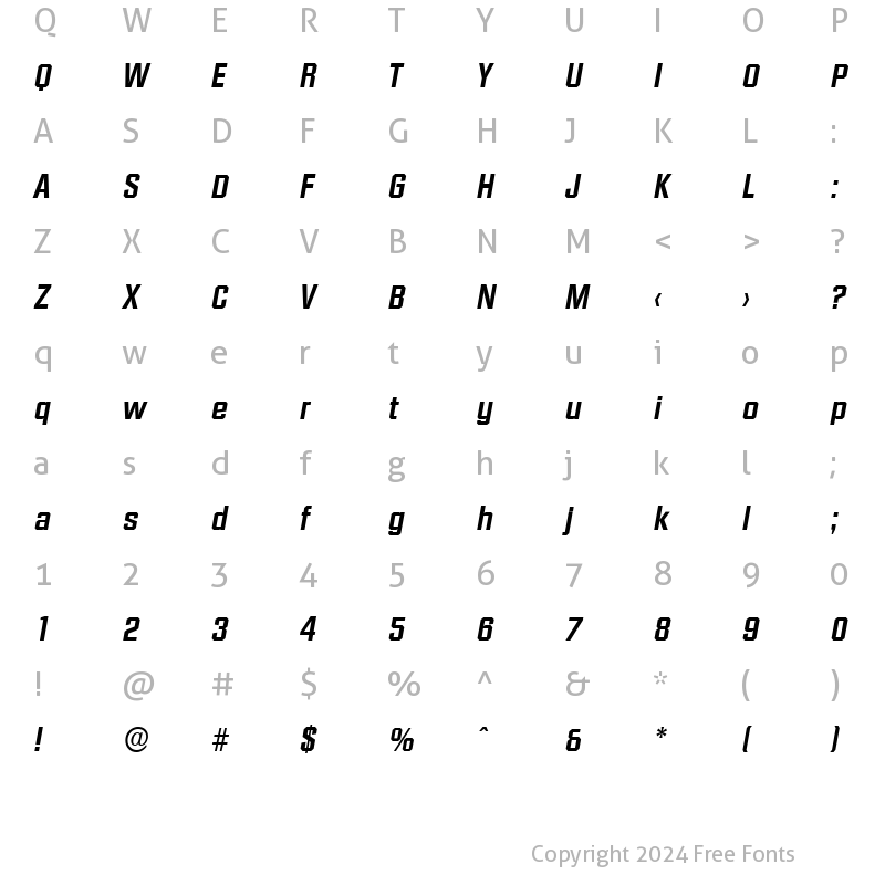 Character Map of DiamanteSerial BoldItalic