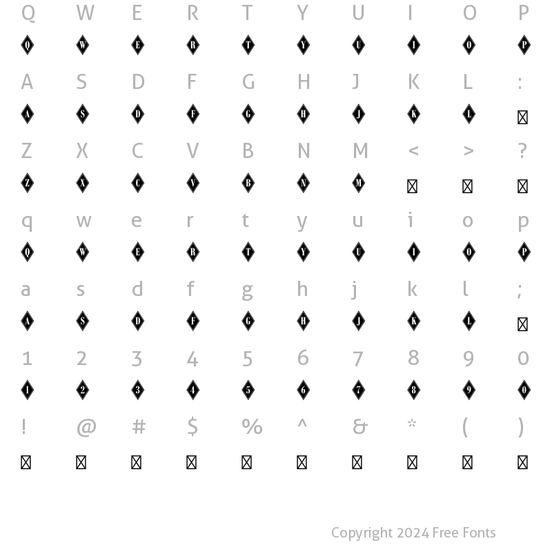 Character Map of Diamond Bodoni Std Regular