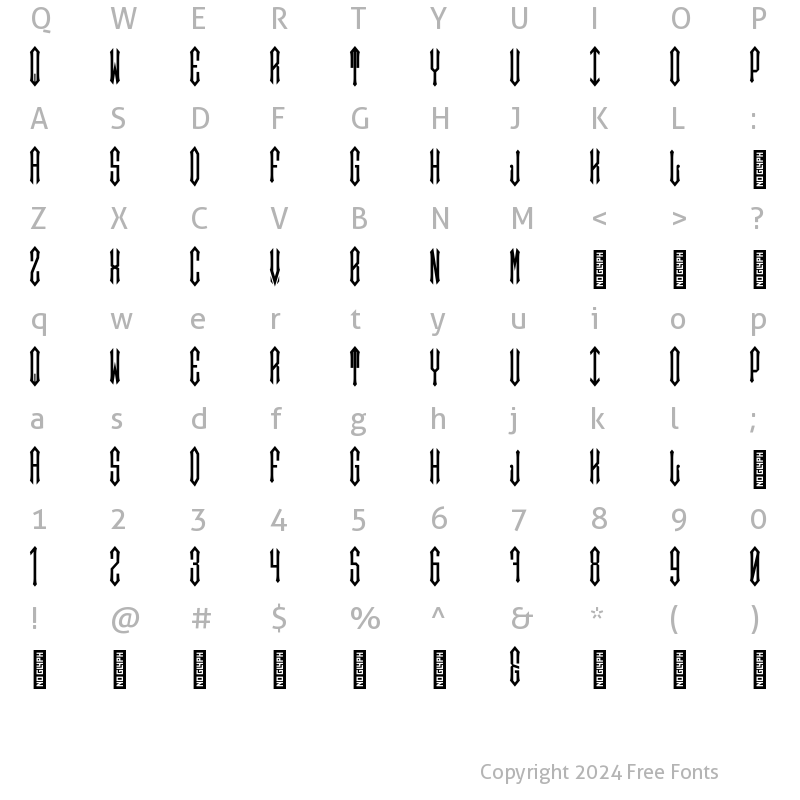 Character Map of Diamond Monogram Middle