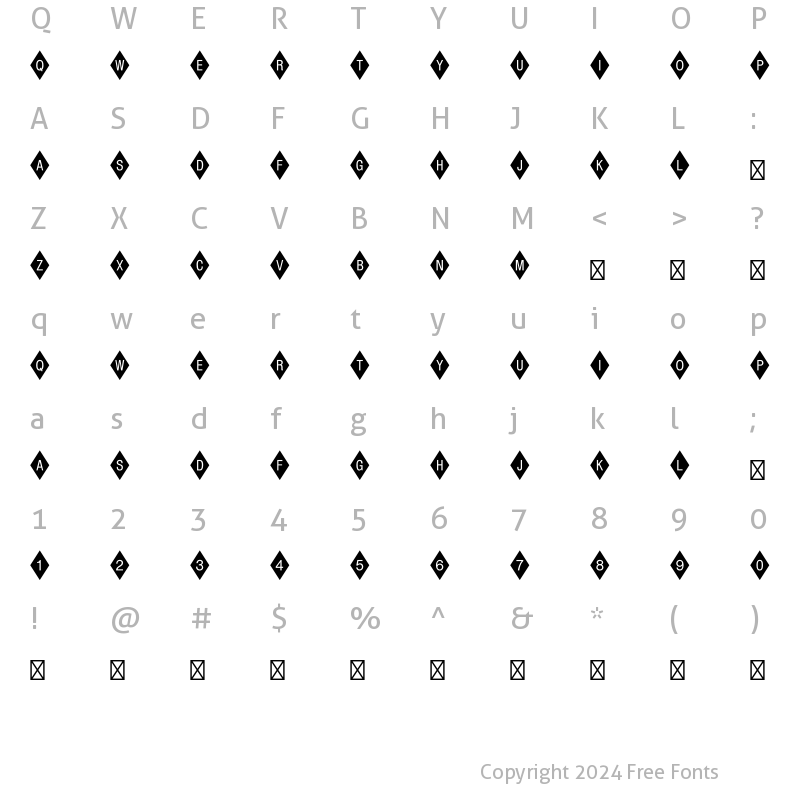 Character Map of Diamond Negative Std Regular