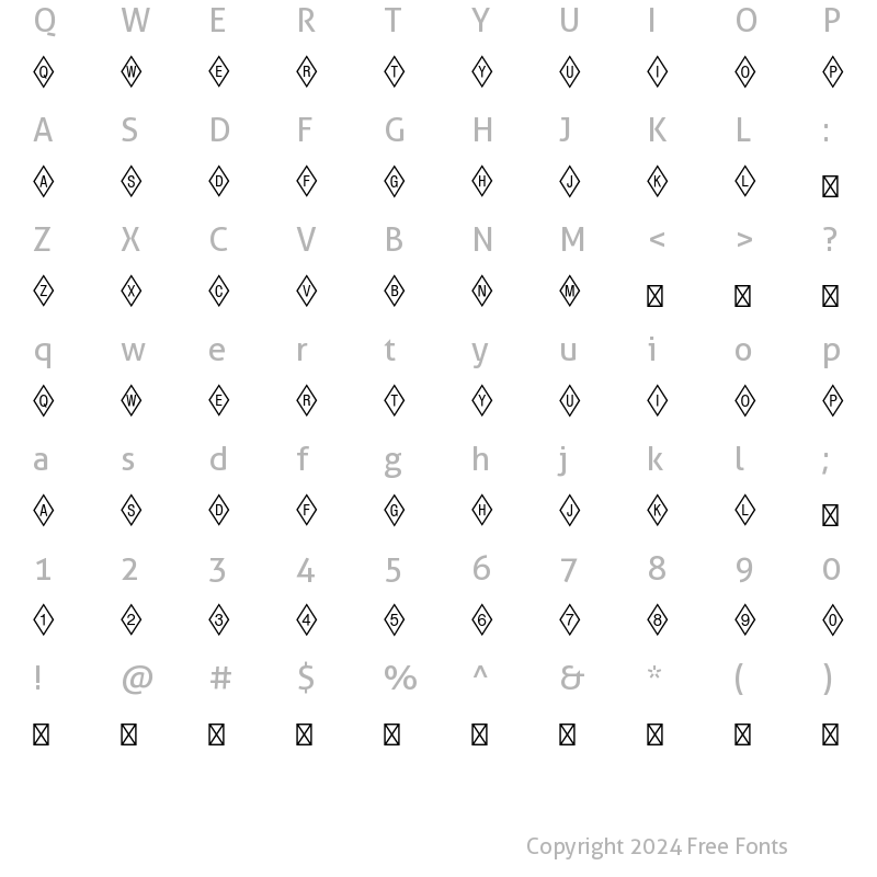 Character Map of Diamond Positive Std Regular