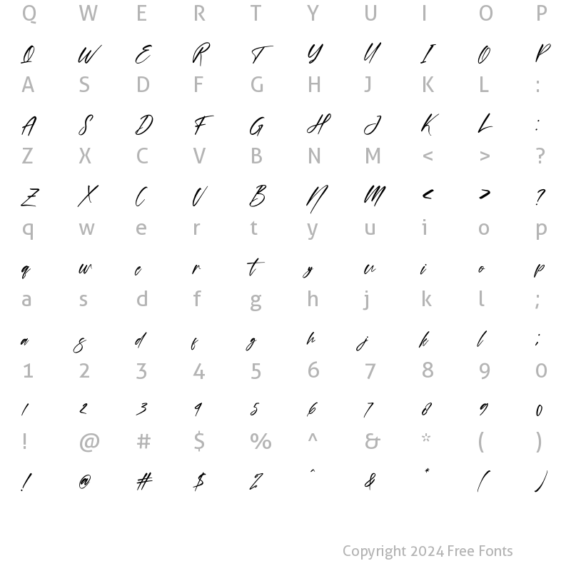 Character Map of Diamond Spark Italic