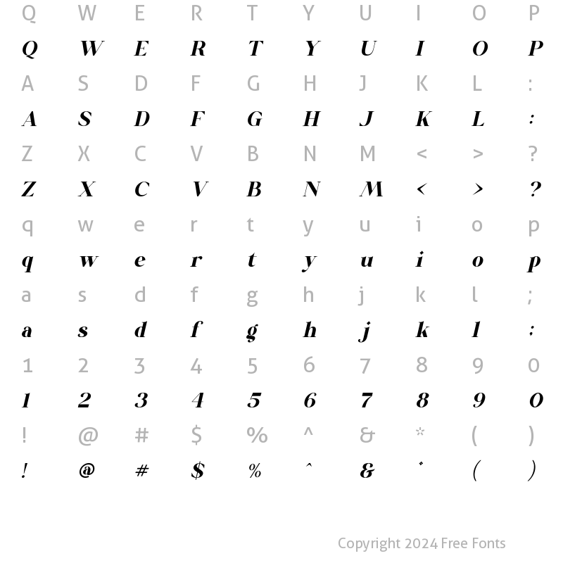 Character Map of Diamond Sparkling Italic