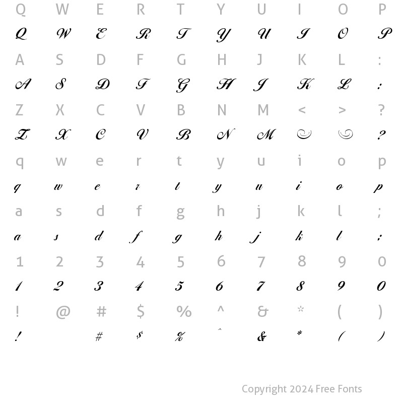 Character Map of Diana Bold Regular