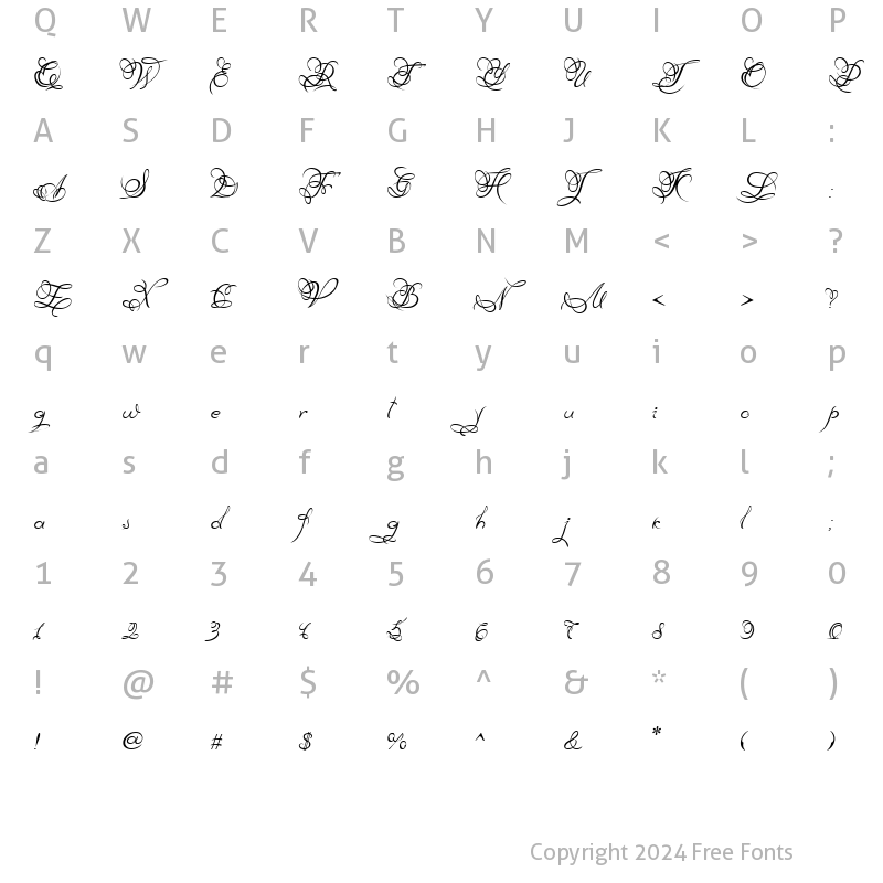 Character Map of DianaCTT Regular