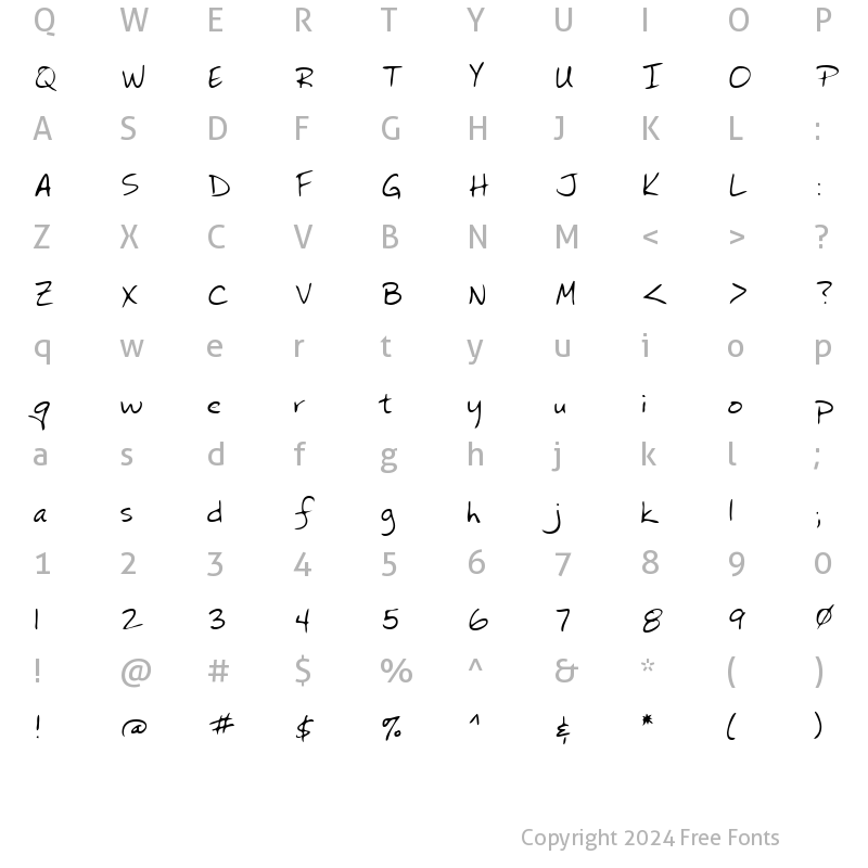 Character Map of DianasHand Regular