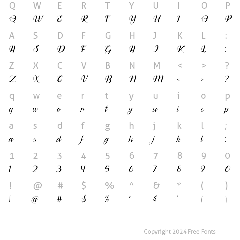 Character Map of Dianora Regular