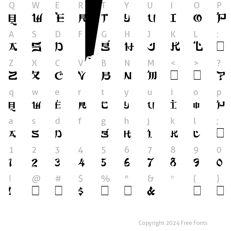 Character Map of DickChamberlainsDeathF Regular