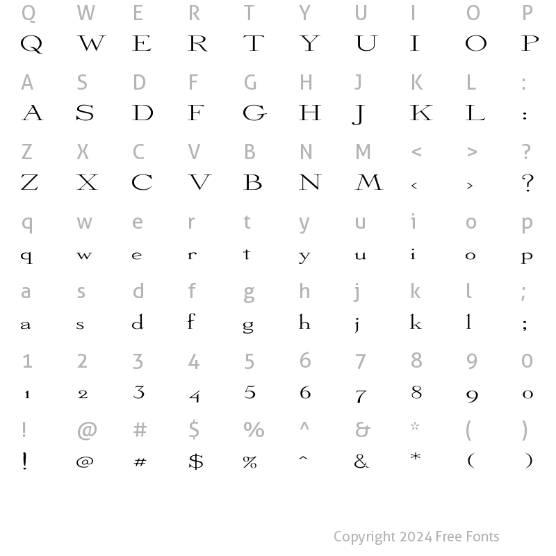 Character Map of Dickens Ex Regular