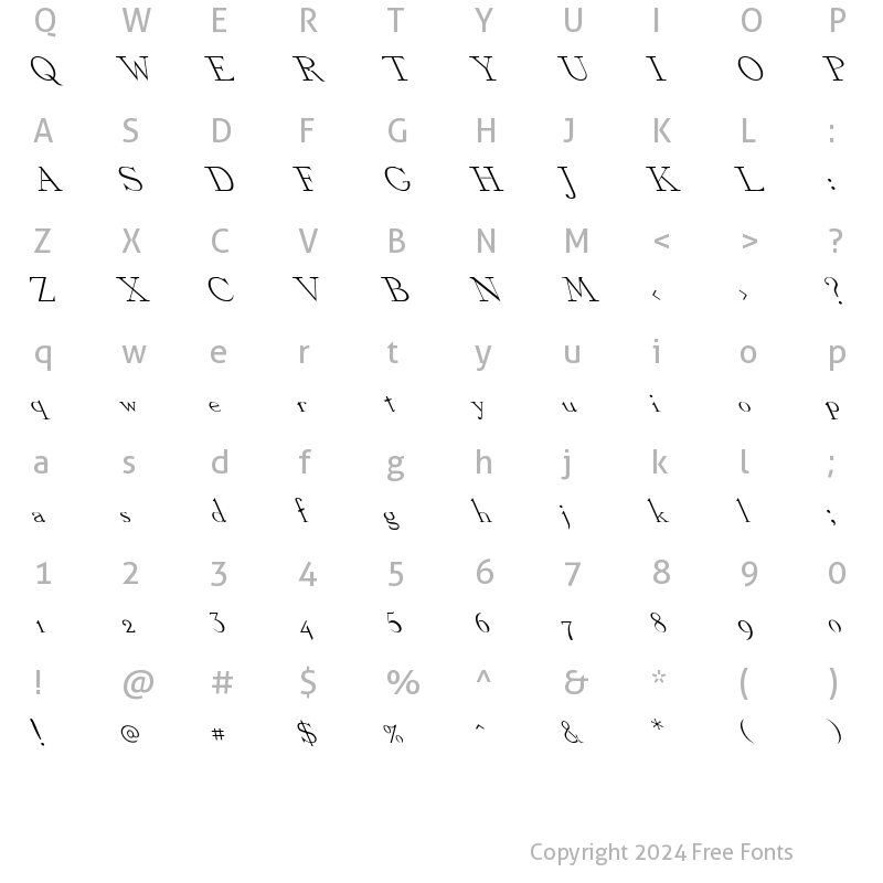 Character Map of Dickens Extreme Lefty Regular