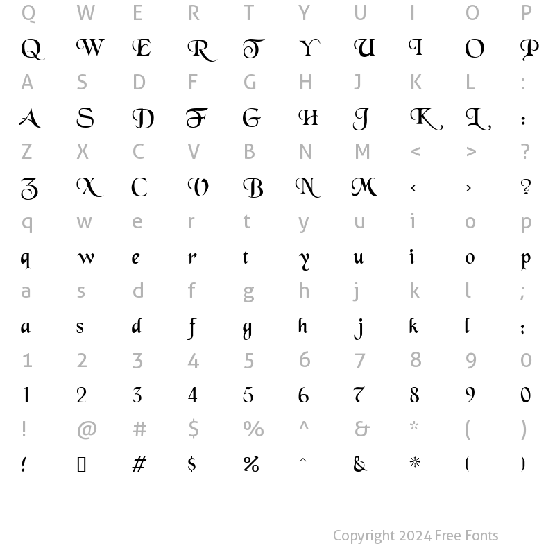 Character Map of DickensScriptSSK Regular