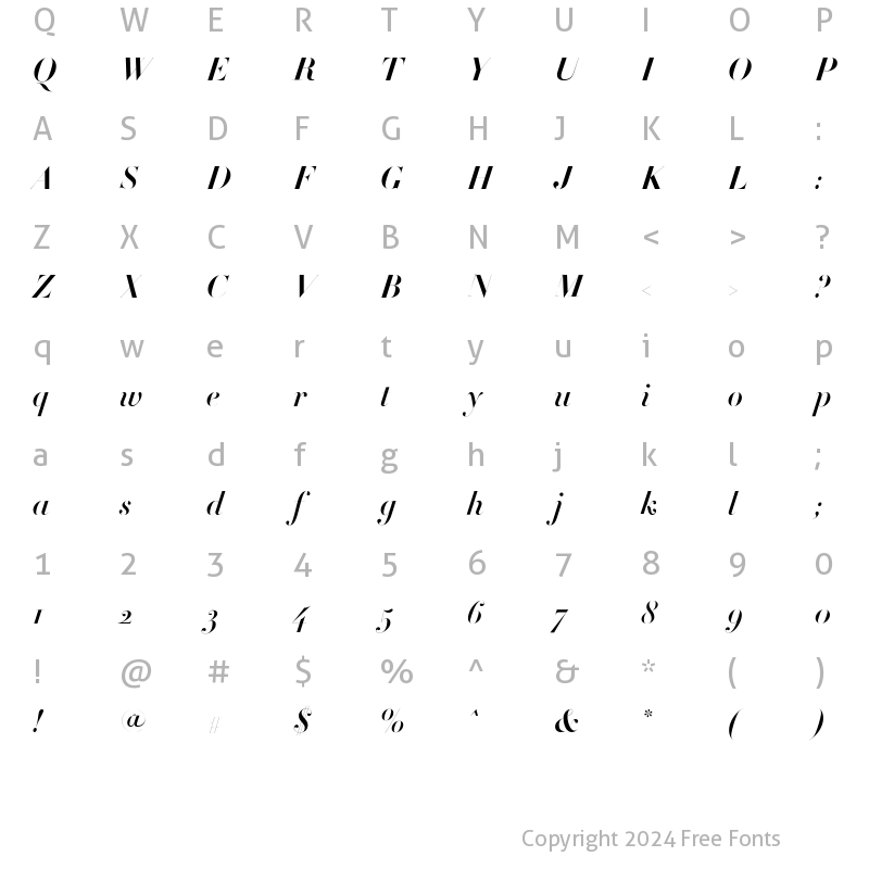 Character Map of Didot Bold Italic