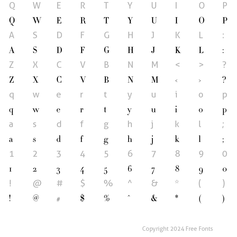 Character Map of Didot HTF-L06-Light Regular