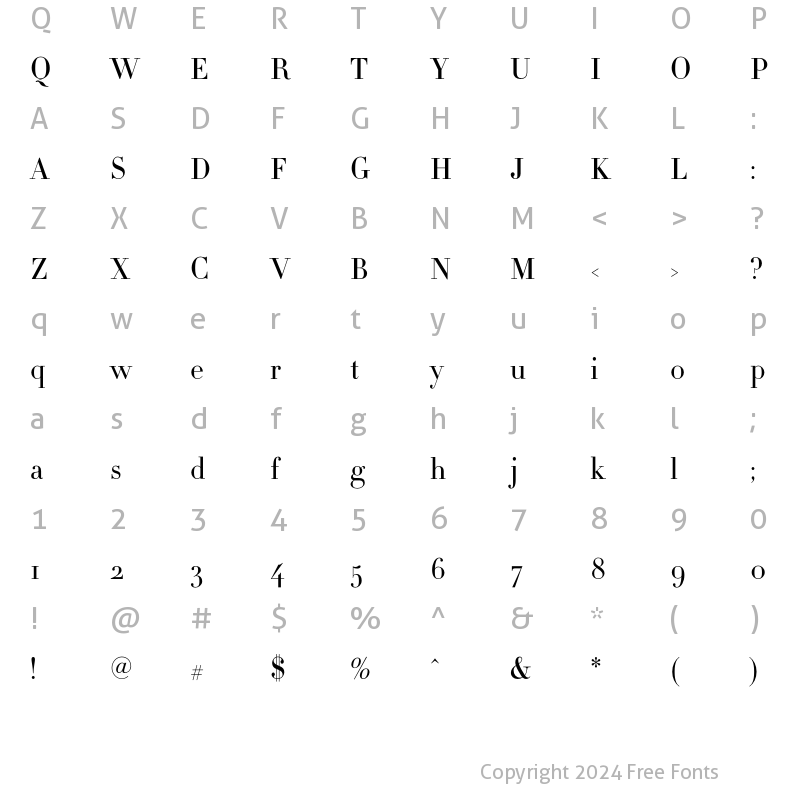 Character Map of Didot HTF-L11-Light Regular