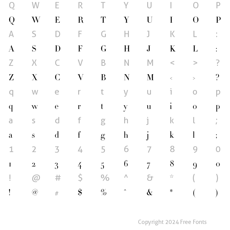 Character Map of Didot HTF-L16-Light Regular