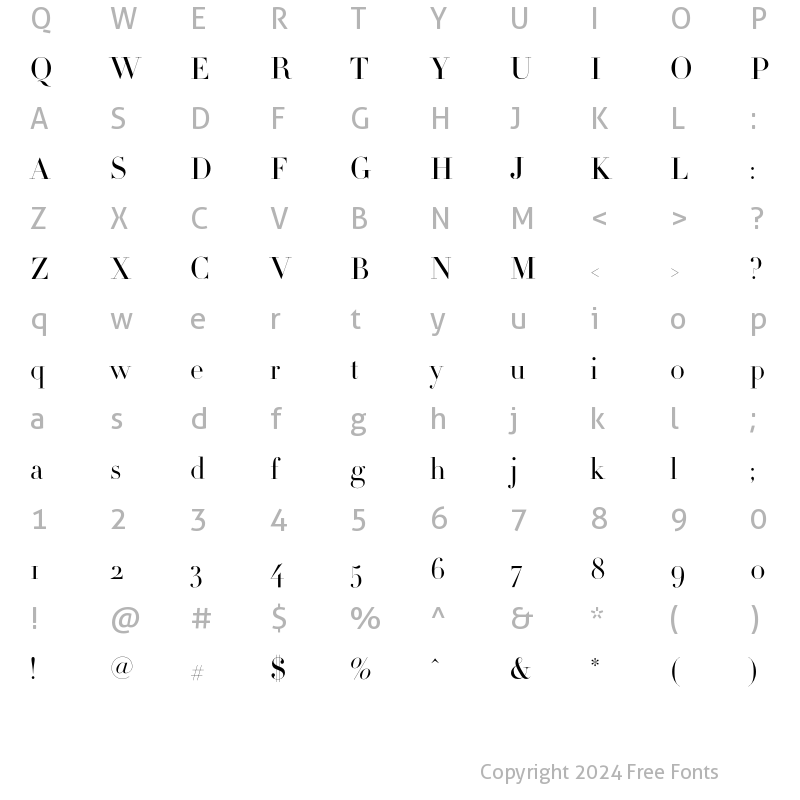 Character Map of Didot HTF-L42-Light Regular