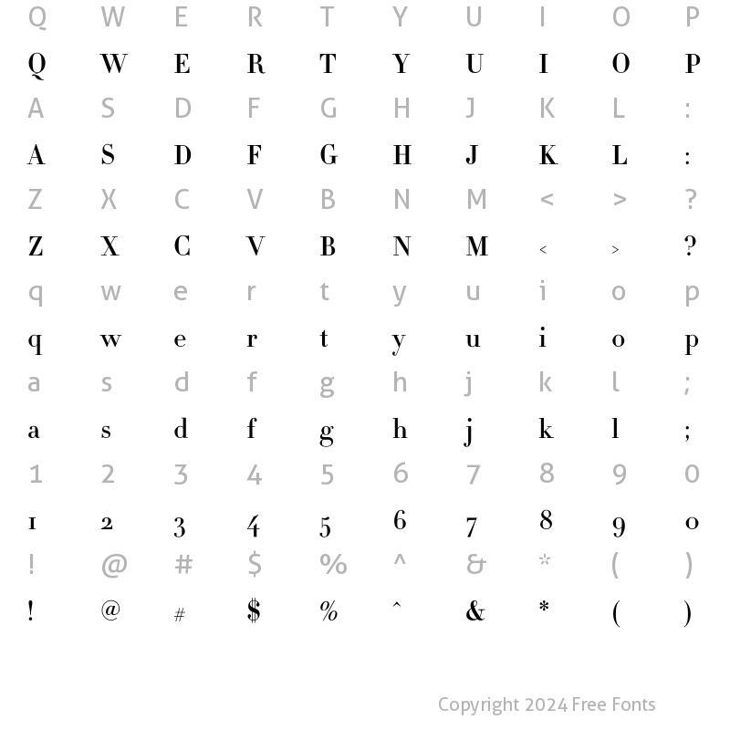 Character Map of Didot HTF-M06- Medium