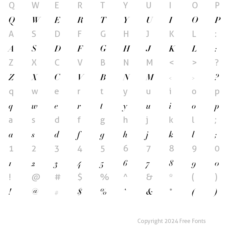 Character Map of Didot HTF-M42--Ital Medium