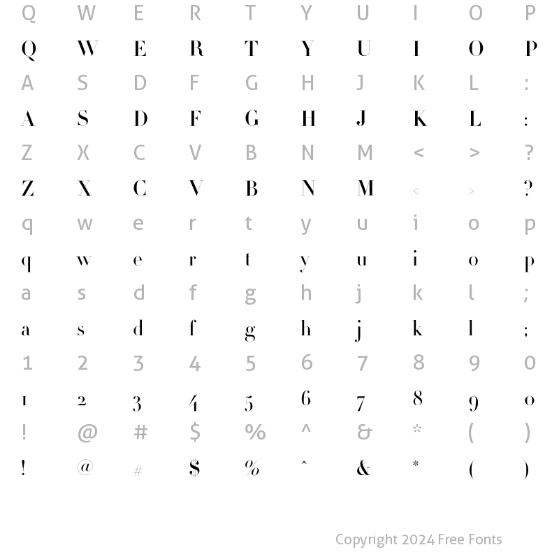 Character Map of Didot HTF-M64- Medium