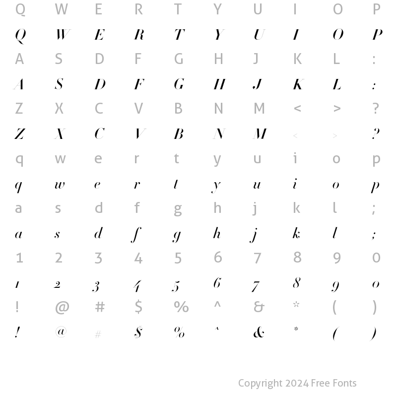 Character Map of Didot HTF-M96--Ital Medium