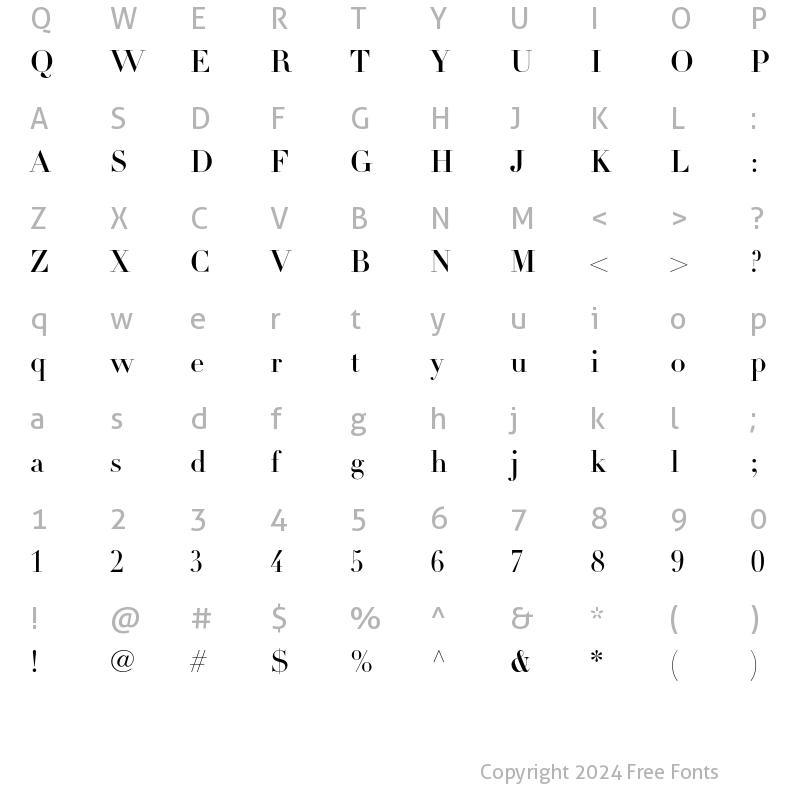 Character Map of Didot LT Std Headline