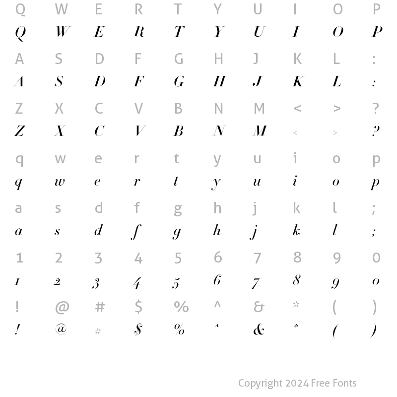 Character Map of Didot Medium Italic
