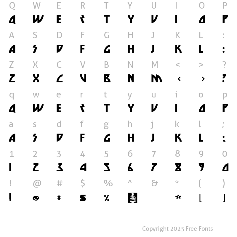 Character Map of Die Nasty SuperBold