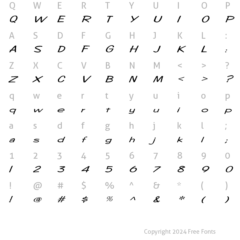 Character Map of Diego1 Ex Italic Italic