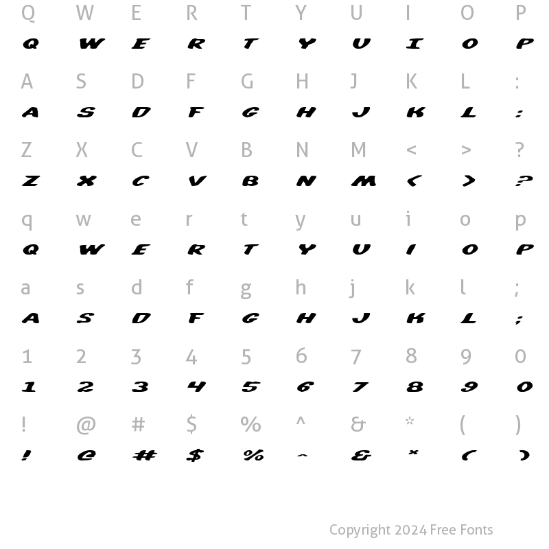 Character Map of DiegoCon DiegoCon Italic