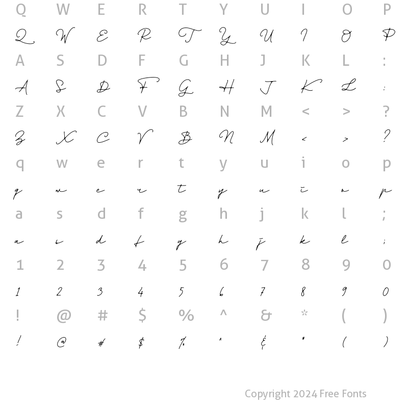 Character Map of Dienilla Regular