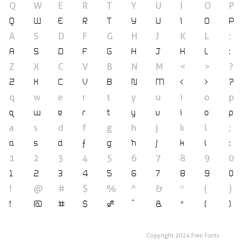 Character Map of DieppeLight Regular