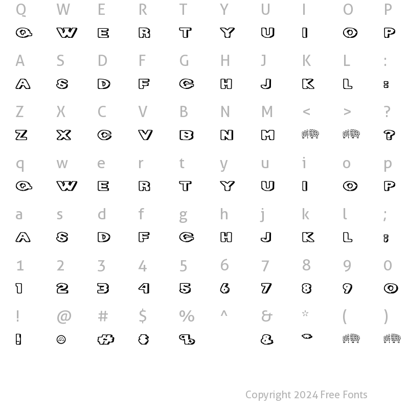 Character Map of DietDrCreep Regular