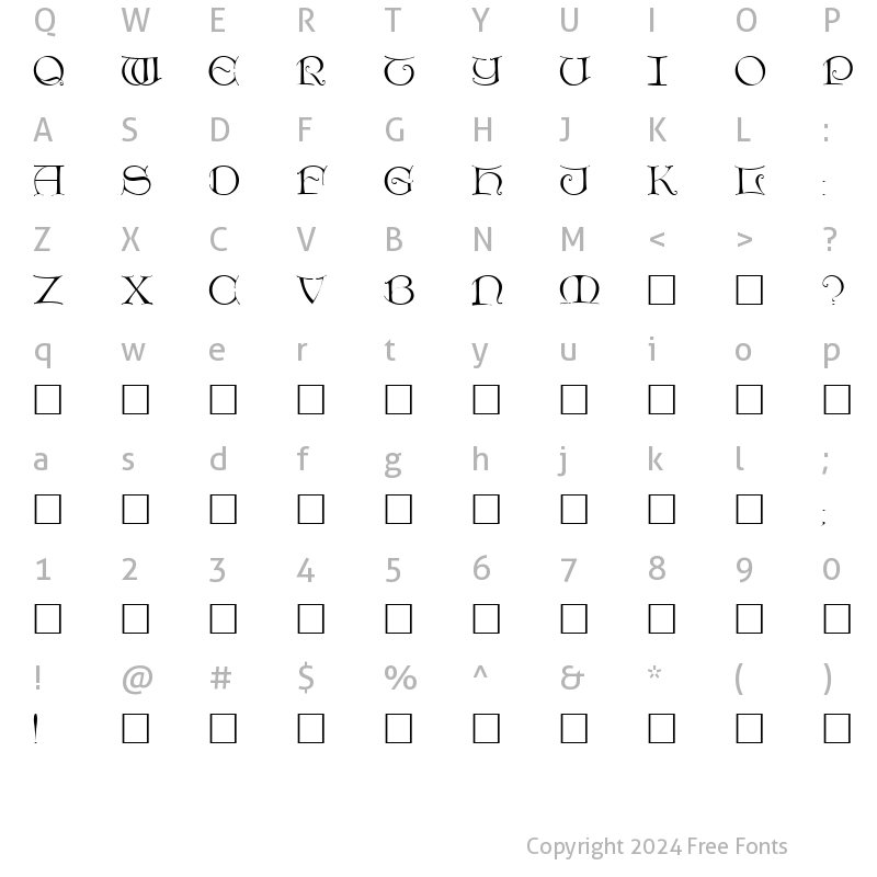 Character Map of DieterCaps Normal