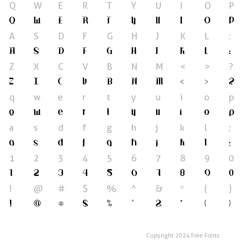 Character Map of Difique menre Regular