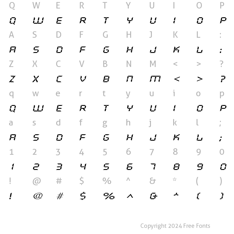 Character Map of DigifaceWide Italic