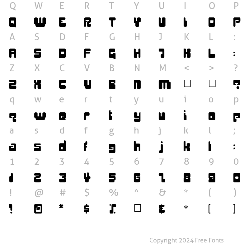 Character Map of Digifit Normal