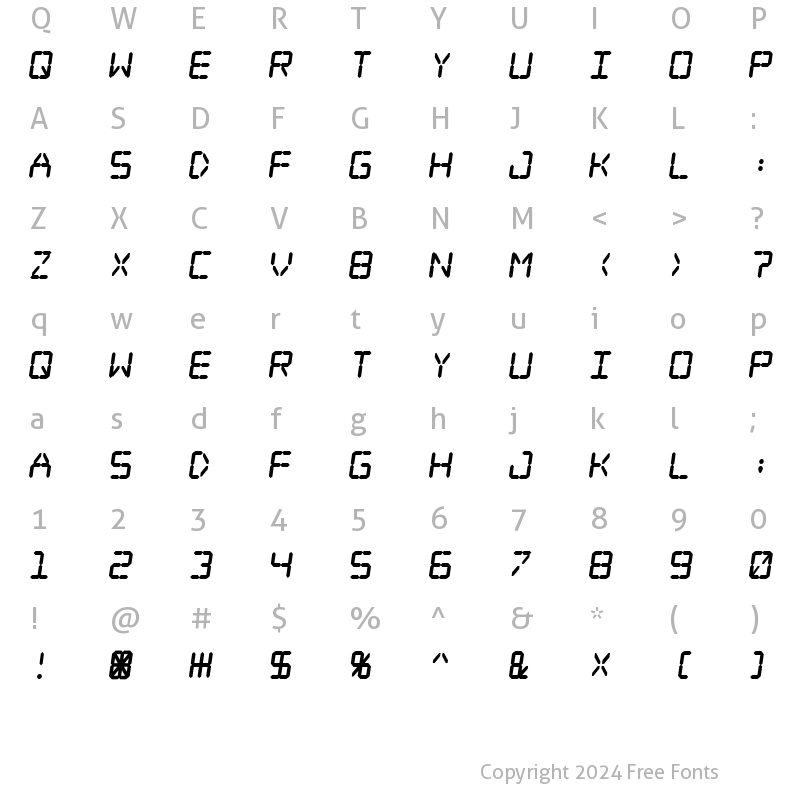 Character Map of Digital dream Fat Skew Regular