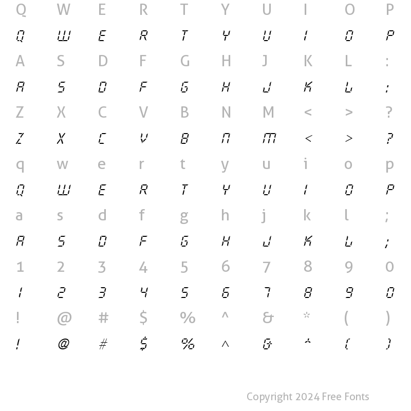 Character Map of Digital Light SF Italic