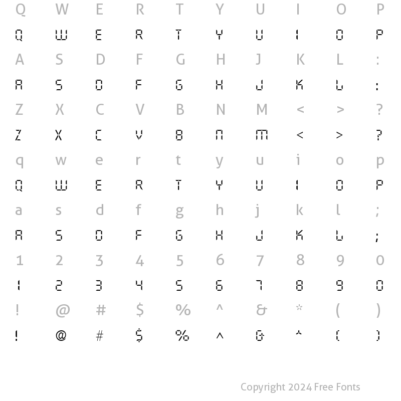 Character Map of Digital Light SF Regular