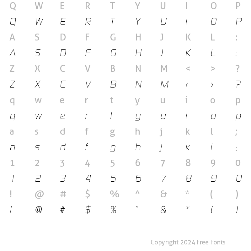 Character Map of Digital-LightIta Regular